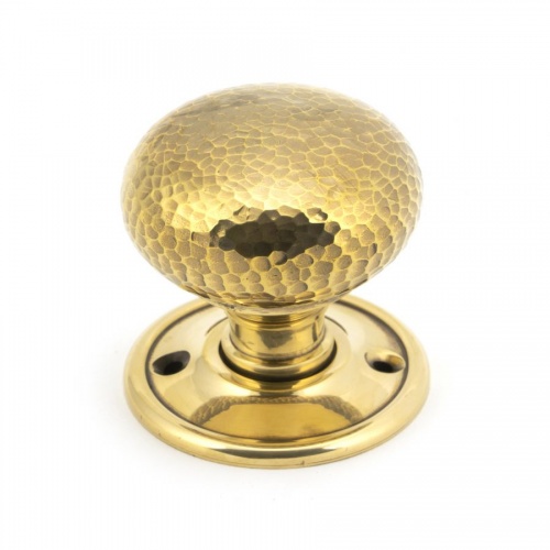 Aged Brass Hammered Mushroom Mortice/Rim Knob Set